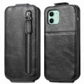 Miniatyrbillede 1 af 6: Lodret iPhone 12 Mini flip etui med lynlås - Sort Black