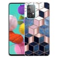 Miniatyrbilde 1 av 2: Marmordesign Samsung Galaxy A23 deksel - Blå / Gullfarget Kube Multicolor