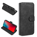 Miniatyrbillede 1 af 2: DG.MING Wallet Stand Design Retro Style Fuld beskyttelse Lædercover med rem iPhone 13 Pro 6,1 tommer - Sort Black