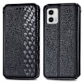 Pikkukuva 1 / 2: Nahkakotelo With A Stylish Rhombus Imprint For Motorola Moto G73 - Musta Black