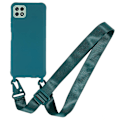 Miniatyrbillede 1 af 2: Tyndt TPU-etui med mat finish og justerbar strop til Samsung Galaxy A22 5G - Mørkegrøn Green
