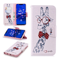 Miniatyrbillede 1 af 2: Huawei Mate 20 Lite mobiletui i kunstlæder med mønster og pung - Giraf med briller Multicolor