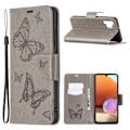 Miniatyrbild 1 av 2: Butterfly läder Samsung Galaxy A32 fodral - Silver/Grå Silvergrå