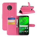 Miniatyrbild 1 av 2: Motorola Moto G6 Plus mobilfodral PU läder plånbok stående position - Rosenröd Rosa
