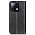 Pikkukuva 2 / 2: Lompakko-style Aitoa Nahkaa Läppäkotelo For Xiaomi 13 - Musta Black