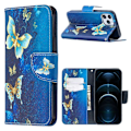 Miniatyrbillede 1 af 2: Wonderland iPhone 12 Pro / iPhone 12 flip etui - Blå Sommerfugl Blue