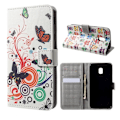 Miniatyrbillede 1 af 2: Samsung Galaxy J3 (2017) Holdbart læder etui - Sommerfugle og cirkler Multicolor