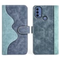 Miniatyrbillede 1 af 2: To Farvet Læder Flip Case til Motorola Moto E30 / E40 / E20 - Blå Blue