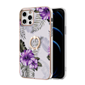 Pikkukuva 1 / 2: Marble Patterned Suojakuori With Ring Holder For iPhone 12 Pro Max - Purple Flowers Purple