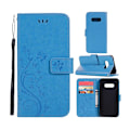 Miniatyrbillede 1 af 2: Samsung Galaxy S10 Lite sommerfugle- og blomstertryk læder flip etui - Blå Blue