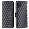 Pikkukuva 1 / 2: Rombuskuvioinen matta läppäkotelo Samsung Galaxy M53 5G - Musta Black