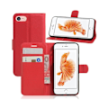 Pikkukuva 1 / 2: Laudrup iPhone 7 / 8 Litsi Pintainen Nahkakotelo Lompakko Standillä - Punainen Red