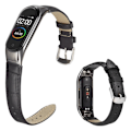 Miniatyrbillede 1 af 2: Xiaomi Mi Band 3 / Mi Smart Band 4 krokodille ægte læder Urrem - Sort Black