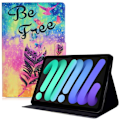 Miniatyrbillede 1 af 2: iPad 10.9 (2022) Pattern Printing Vegansk Læder stødsikkert Cover Foldable Stand Tablet Drop Resistant Case with Card Slots - Fjer Multicolor