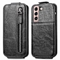 Pikkukuva 1 / 2: Vertical Flip Phone Suojakotelo With Zipper For Samsung Galaxy S21 Plus 5G - Musta Black