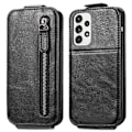 Miniatyrbillede 1 af 2: Vertical Flip Phone Etui med Zipper til Samsung Galaxy A73 - Sort Black