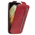 Pikkukuva 6 / 6: Vertical Flip Phone Suojakotelo With Zipper For Samsung Galaxy S21 Ultra 5G - Punainen Red