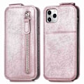 Pikkukuva 1 / 6: Vertical Flip Phone Suojakotelo With Zipper For iPhone 11 Pro Max - Ruusukulta Pink