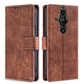 Pikkukuva 1 / 2: Krokotiilin Nahkainen Läppäkotelo For Sony Xperia Pro-I - Ruskea Brown