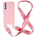 Tyndt flexibelt Samsung Galaxy A15 etui med mat finish og justerbar strop - Lyserød Pink