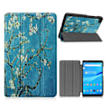 Pikkukuva 1 / 2: Lenovo Tab M7 kolminkertainen kuvio nahkainen flip case - Persikka Kukka Multicolor