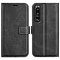 Miniatyrbillede 1 af 2: Sony Xperia 1 IV læderetui med pung - Sort Black