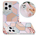 Miniatyrbillede 2 af 2: iPhone 14 Pro 6,1 tommer IMD Fleksibel Slidstærk Telefonetui Stilfuld Galvanisering Forskelligt Mønster Mobiltelefon cover - Lyserød / Rombe Multicolor