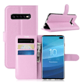 Miniatyrbillede 1 af 2: Samsung Galaxy S10 Plus litchi skin læder flip etui - Lyserød Pink