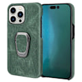 Miniatyrbild 1 av 2: Shockproof Läder Skal med Oval Kickstand till iPhone 14 Pro - Grön Grön