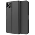 Miniatyrbillede 1 af 2: Glat og tyndt premium iPhone 12 / iPhone 12 Pro læderetui - Sort Black