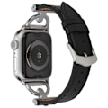 Miniatyrbild 1 av 2: Apple Watch (45 mm) klockarmband i texturerat PU-läder - Svart / Silver Silvergrå