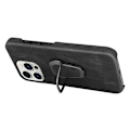 Miniatyrbillede 2 af 2: Stødsikkert lædercover med oval støttefod til iPhone 14 Pro Max - Sort Black