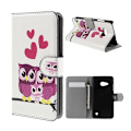 Miniatyrbillede 1 af 2: Moberg Microsoft Lumia 550 Læder Etui - Sød Ugle Familie Multicolor