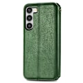 Miniatyrbillede 2 af 2: Læder Etui med A Stilfuldt Rhombus Tryk til Samsung Galaxy S23 - Grøn Green