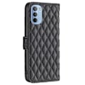 Miniatyrbillede 2 af 2: Rhombus Mønster Matte Flip Case til Motorola Moto G41 / G31 - Sort Black