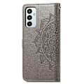 Miniatyrbild 2 av 2: Mandala läder Samsung Galaxy M23 fodral - Silver/Grå Silvergrå