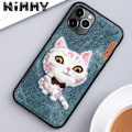 Miniatyrbild 2 av 2: Nimmy Sött husdjur iPhone 11 Pro Broderat fodral - Blå Blå
