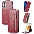 Pikkukuva 2 / 2: Vertical Flip Phone Suojakotelo With Zipper For Motorola Moto G73 - Punainen Red