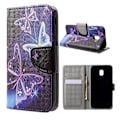 Miniatyrbillede 1 af 2: Samsung Galaxy J3 (2017) Holdbart læder etui - Levende sommerfugle Purple