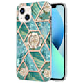 Miniatyrbillede 1 af 2: Marble design iPhone 14 Plus cover - Blå Blomster Blue