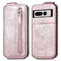 Pikkukuva 1 / 2: Vertical Flip Phone Suojakotelo With Zipper For Google Pixel 7 Pro - Ruusukulta Pink