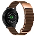 Miniatyrbild 1 av 2: 22 mm Universal klockarmband i äkta läder i litchi-stil - Roséguld Spänne / Brun Brun