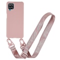 Pikkukuva 1 / 2: Ohut TPU-kotelo, jossa on mattapintainen viimeistely ja säädettävä hihna Samsung Galaxy A12 5G - Syvä Vaaleanpunainen Pink