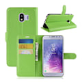 Miniatyrbillede 1 af 2: Samsung Galaxy J4 (2018) litchi tekstur læder flip etui - Grøn Green