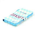 Miniatyrbillede 2 af 2: Moberg Huawei Ascend P8 Lite Læder Etui - Chevron & Citat Blue