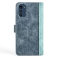Miniatyrbillede 2 af 2: To Farvet Læder Flip Case til Motorola Moto E32 - Blå Blue