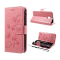 Miniatyrbillede 1 af 2: Samsung Galaxy J3 (2017)  Flot læder etui med sommerfugle - Pink Pink