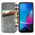 Miniatyrbillede 6 af 6: Læder Etui med A Stilfuldt Rhombus Tryk til Motorola Moto G Play (2023) - Grå Silver grey