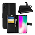 Miniatyrbillede 1 af 2: iPhone Xr flip cover i læder med litchi-tekstur - Sort Black