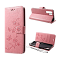 Miniatyrbillede 1 af 2: Huawei P30 Pro trykt sommerfugl blomster læder flip etui - Lyserød Pink